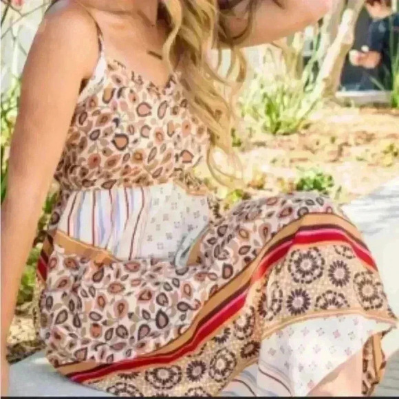 NWOT Aerie Printed Boho Spaghetti Strap Sleeveless Midi Dress Women’s Size XXL - Picture 1 of 7